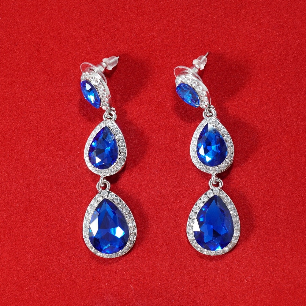 Royal Blue Rhinestone Earrings